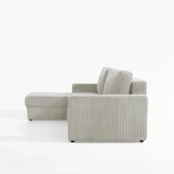 Narożniki| Narożnik sztruksowy z 2 pojemnikami jasnobeżowy LIAM