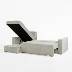 Narożniki| Narożnik sztruksowy z 2 pojemnikami jasnobeżowy LIAM