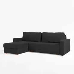 Narożnik sztruksowy z 2 pojemnikami ciemnoszary LIAM