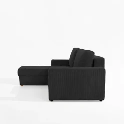 Narożnik sztruksowy z 2 pojemnikami ciemnoszary LIAM