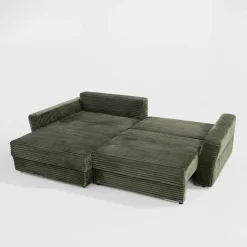 Narożniki| Narożnik sztruksowy zielony NOEMI lewy