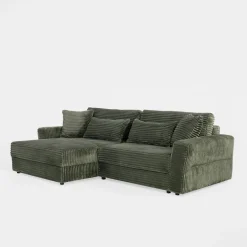 Narożniki| Narożnik sztruksowy zielony NOEMI lewy