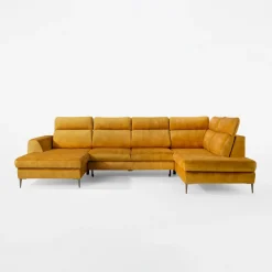 Narożnik U-kształtny rozkładany musztardowy DAKOTA lewy