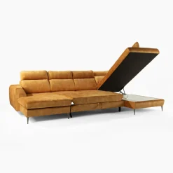 Narożnik U-kształtny rozkładany musztardowy DAKOTA lewy