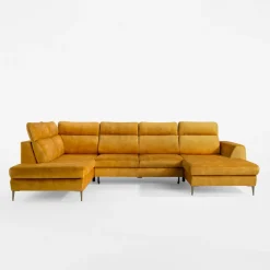 Narożnik U-kształtny rozkładany musztardowy DAKOTA prawy