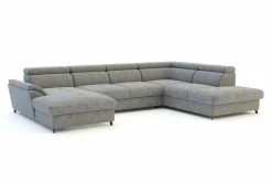 Instilo Narożnik welurowy z regulowanymi zagłówkami szary MAROLA U-FORM lewy