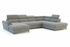 Instilo Narożnik welurowy z regulowanymi zagłówkami szary MAROLA U-FORM lewy