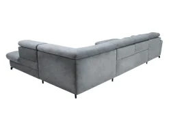 Instilo Narożnik welurowy z regulowanymi zagłówkami szary MAROLA U-FORM lewy