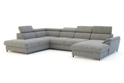 Instilo Narożnik welurowy z regulowanymi zagłówkami szary MAROLA U-FORM prawy