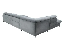 Instilo Narożnik welurowy z regulowanymi zagłówkami szary MAROLA U-FORM prawy