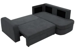 Narożniki|Fresh Narożnik z 2 pojemnikami grafitowy NESSI prawy