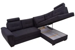 Narożniki|Exline Narożnik z 2 zagłówkami ciemnoszary FALCO prawy