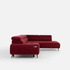 Werdomo Narożnik z elektryczną regulacją siedziska burgundowy MAVEL L prawy