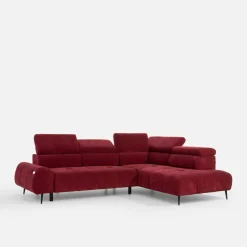 Werdomo Narożnik z elektryczną regulacją siedziska burgundowy MAVEL L prawy