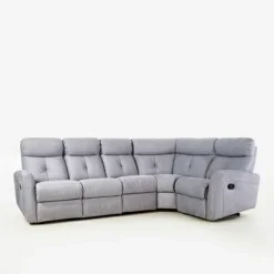 Narożnik z funkcją relaksu szary MILA prawy