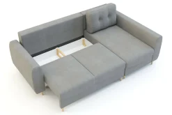 Fresh Narożnik z funkcją spania szary TENDER prawy