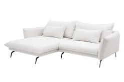 FN Design Narożnik z poduszkami dekoracyjnymi biały perłowy MANDELLO PLUS lewy