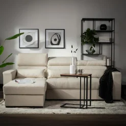 Exline Narożnik z regulowanymi zagłówkami kremowy MONSON