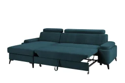 Narożnik z regulowanymi zagłówkami turkus LUGANO lewy