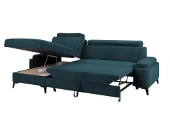 Narożnik z regulowanymi zagłówkami turkus LUGANO lewy