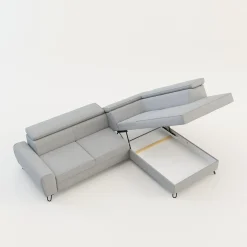 Softi Narożnik z regulowanymi zagłówkami jasnoszary IDYLLA lewy