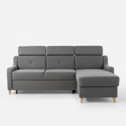 Narożniki| Narożnik z regulowanymi zagłówkami ciemnoszary MARBELLA prawy