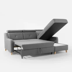 Narożniki| Narożnik z regulowanymi zagłówkami ciemnoszary MARBELLA prawy