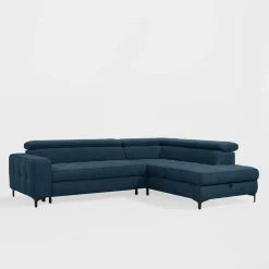 Softi Narożnik z regulowanymi zagłówkami granatowy NALA lewy