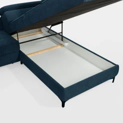 Softi Narożnik z regulowanymi zagłówkami granatowy NALA lewy