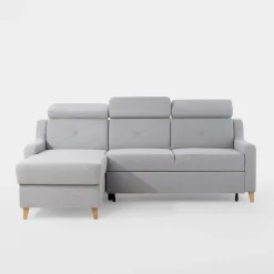 Narożnik z regulowanymi zagłówkami szary MARBELLA lewy