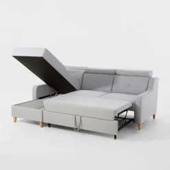 Narożnik z regulowanymi zagłówkami szary MARBELLA lewy