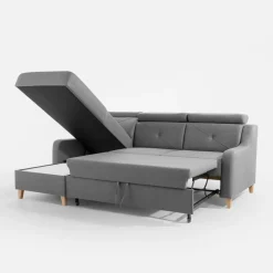 Narożniki| Narożnik z regulowanymi zagłówkami ciemnoszary MARBELLA lewy