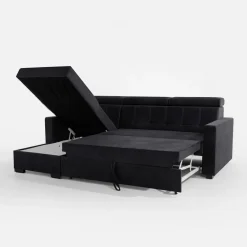 Narożniki| Narożnik z regulowanymi zagłówkami czarny TOSCANO