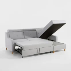 Narożniki| Narożnik z regulowanymi zagłówkami szary MARBELLA prawy