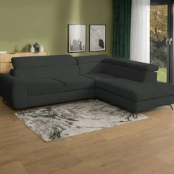 Softi Narożnik z regulowanymi zagłówkami ciemnoszary IDYLLA lewy