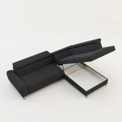 Softi Narożnik z regulowanymi zagłówkami ciemnoszary IDYLLA lewy