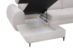 INFINI Narożnik z regulowanymi zagłówkami ecru ALVOR lewy