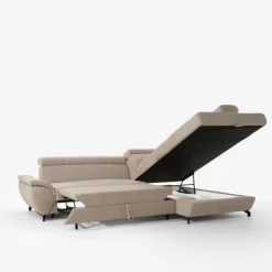 Narożniki|Instilo Narożnik z regulowanymi zagłówkami beżowy LARA lewy