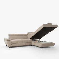 Narożniki|Instilo Narożnik z regulowanymi zagłówkami beżowy LARA lewy