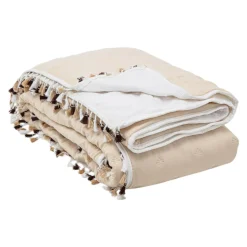 Koce I Narzuty| Narzuta na łóżko biało-beżowa FRINGLE 180x200 cm