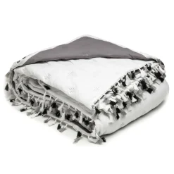 Estetica Narzuta na łóżko biało-czarna FRINGLE 180x200 cm