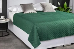 Koce I Narzuty| Narzuta na łóżko ciemnozielona NICEA 200x220 cm