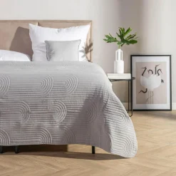 inny Narzuta na łóżko jasnoszara TOSCA 220x200 cm