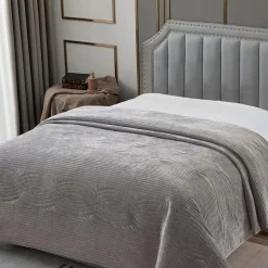 Koce I Narzuty| Narzuta na łóżko jasnoszara SILKY 200x220 cm