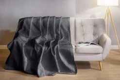 Estetica Narzuta na łóżko pikowana w liście FERN szara 180x200 cm