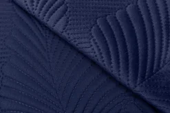 Koce I Narzuty| Narzuta na łóżko pikowana w liście ciemnoniebieska FERN 220x240 cm