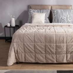 Koce I Narzuty| Narzuta sztruksowa kremowa SALSA 220x200 cm