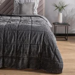 Narzuta sztruksowa szara SALSA 180x200 cm