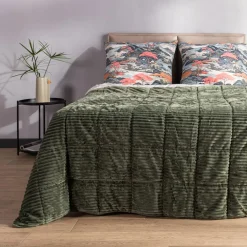 Koce I Narzuty| Narzuta sztruksowa zielona SALSA 220x200 cm