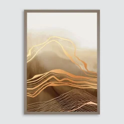 Obrazy I Dekoracje Ścienne|inny Obraz w brązowej ramie BROWN WAVES I 50x70 cm